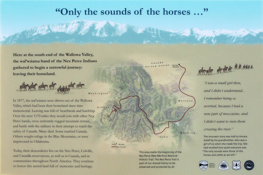 nez perce trail beginning signage